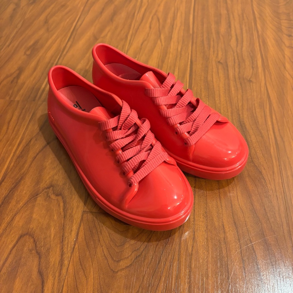 Melissa Fuschia Pink Sneakers Little Girls Size 1 Lace-Up Rubber